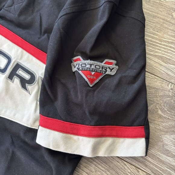Victory Motorcycle Polo Shirt Mens S Black Red White Logo Bikers EUC - Picture 4 of 12